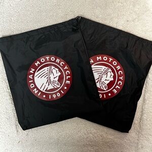 Indian Motorcycle Black Drawstring Vinyl Storage Bag Set of 2